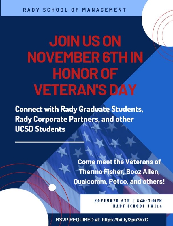 UCSD SVRC, RADY SCHOOL OF MANAGEMENT event, November 6, 2019, 5:30pm to 7pm