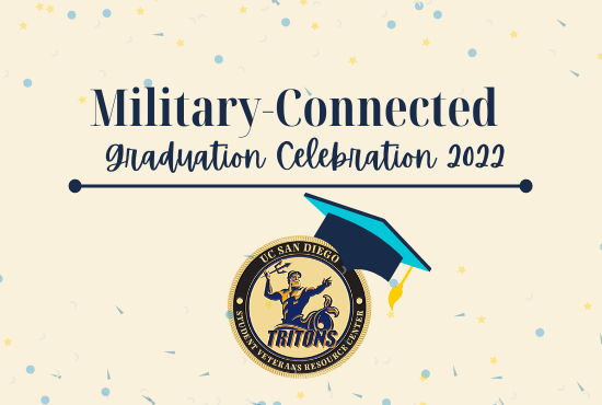 Military-connected graduation with grad cap