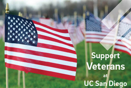 United States flags - support UC San Diego's Student Veterans Resource Center